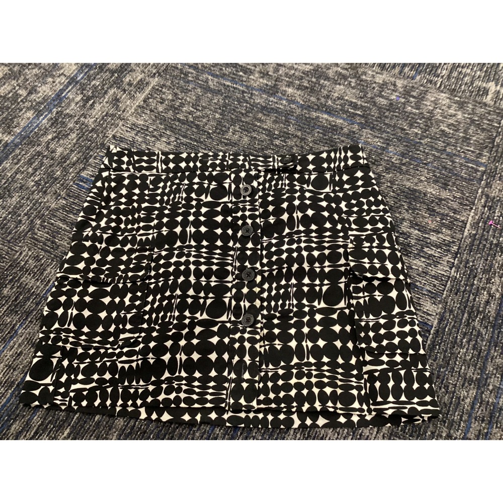 Nautica Womens Black White Geometric Dot Button Front Cargo Mini Skirt Size 12